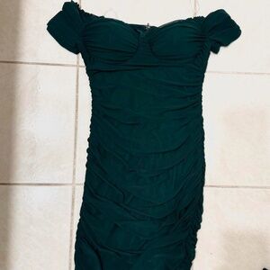 Green cinched dress